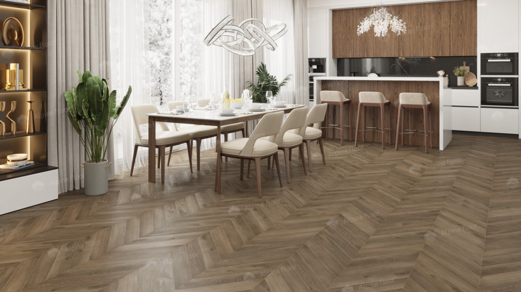 LVT плитка  Дуб Насыщенный Шеврон Chevron