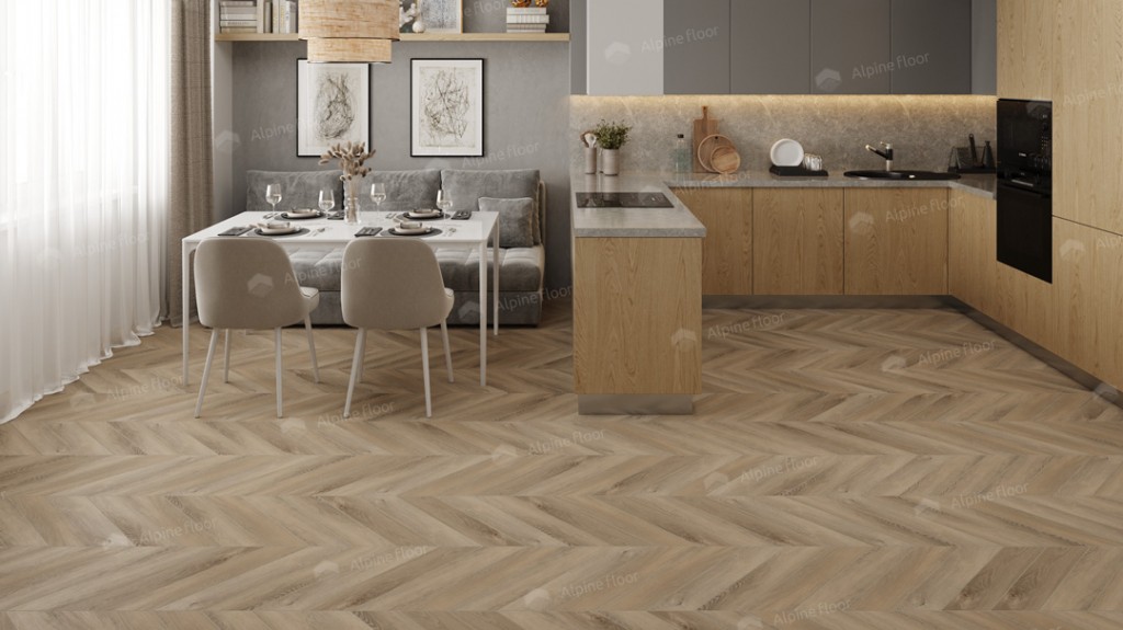 LVT плитка  Дуб Синистра Шеврон Chevron