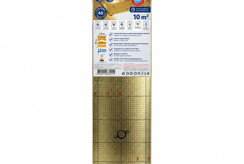 Подложка-гармошка SOLID Anti-Slip под SPC, WPC, LVT, 1,5 мм (10 м²)